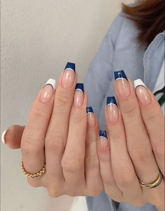 Blue French Coffin Nail Set